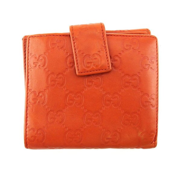 GUCCI W Hook Wallet Gucci Shima Orange Leather Authentic USED T19797 - Picture 2 of 11
